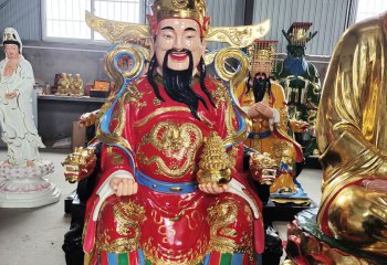 財神雕塑-玻璃鋼彩繪手拿元寶寺廟供奉神佛財神雕塑