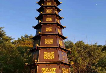 佛塔雕塑-寺廟景觀多層浮雕漆金佛塔雕塑