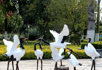 鶴雕塑-公園景觀玻璃鋼彩繪鶴雕塑