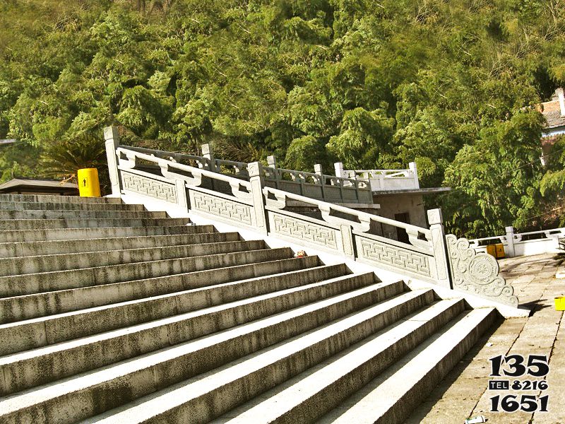 欄桿欄板雕塑-寺廟臺階大理石扶手欄桿高清圖片