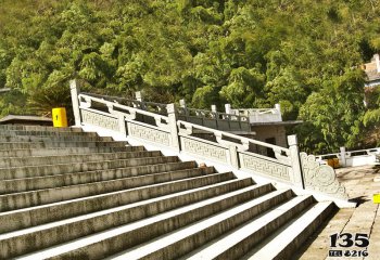 欄桿欄板雕塑-寺廟臺(tái)階大理石扶手欄桿