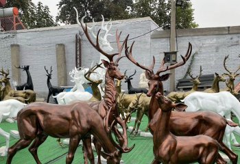 鹿雕塑-公園別墅不銹鋼仿銅仿真動(dòng)物鹿雕塑