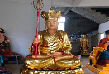 地藏王雕塑-寺廟大型神佛菩薩不銹鋼噴金地藏王雕塑