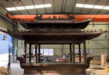 香爐雕塑-仿古建筑長(zhǎng)形八龍浮雕鑄銅景區(qū)寺院香爐雕塑