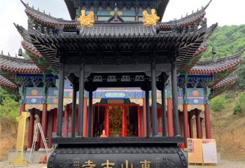 香爐雕塑-仿古寺院門(mén)前青銅寶蓋燒香祈福香爐