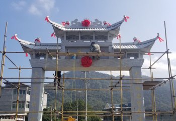 牌坊雕塑-城鎮(zhèn)建設(shè)裝飾村口單門(mén)石牌坊