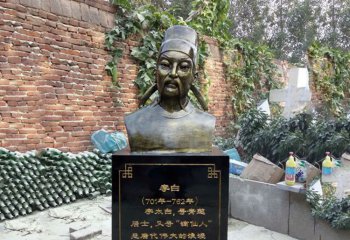 李白頭像雕塑-校園歷史文化玻璃鋼仿銅李白雕像