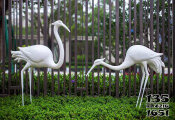 丹頂鶴雕塑-戶外公園創(chuàng)意玻璃鋼兩只丹頂鶴雕塑