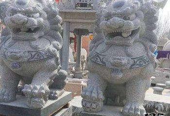 獅子雕塑-墓地大型仿真青石石雕獅子雕塑