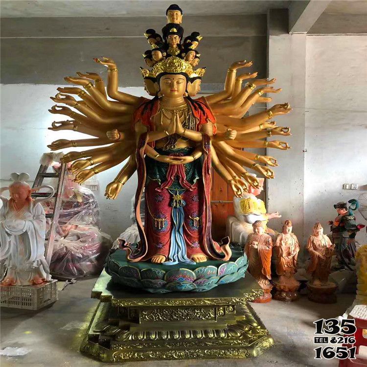 千手觀音雕塑-玻璃鋼彩繪景點(diǎn)寺廟供奉佛像千手觀音雕塑高清圖片