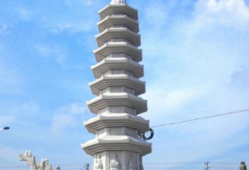 佛塔雕塑-多層寺院景區漢白玉佛塔石雕