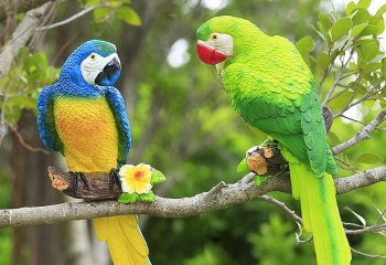 鸚鵡雕塑-動物園玻璃鋼彩繪創意鸚鵡雕塑