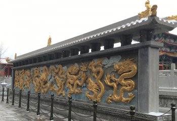 九龍壁雕塑-寺廟廣場照壁銅雕九龍影壁墻