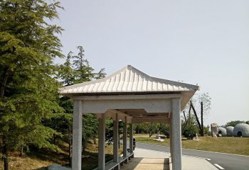 涼亭雕塑-公園戶(hù)外裝飾仿古大理石長(zhǎng)廊休息涼亭擺件雕塑