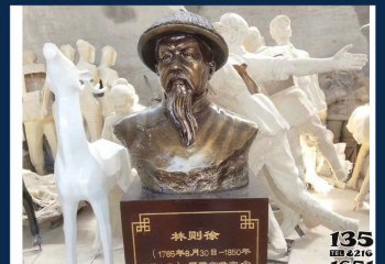 林則徐雕塑-學(xué)院廣場銅雕漆金愛國民族英雄林則徐頭像雕塑