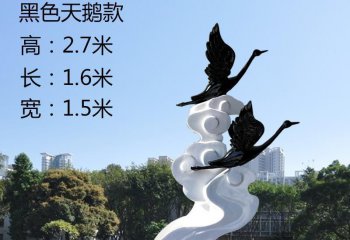 天鵝雕塑-城市玻璃鋼飛翔黑天鵝雕塑