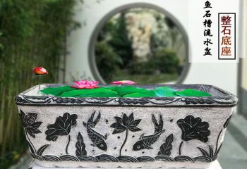 石槽雕塑-別墅庭院石槽魚(yú)缸青石水槽流水養(yǎng)魚(yú)石槽花盆仿古戶外擺