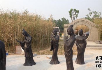 女孩雕塑-公園景區(qū)古代人物銅雕女孩雕塑