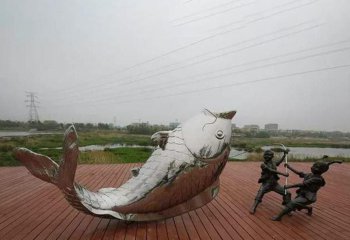 鯉魚(yú)雕塑-公園里擺放的躺著的玻璃鋼創(chuàng)意鯉魚(yú)雕塑