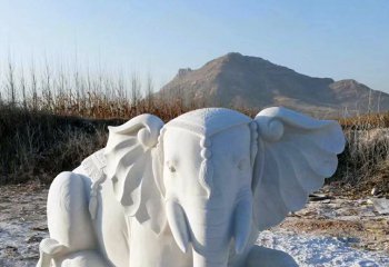 大象雕塑-公園景區大型漢白玉石雕臥著的大象雕塑