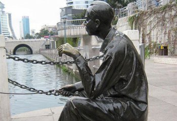 釣魚雕塑-小區(qū)公園釣魚坐姿景觀人物銅雕