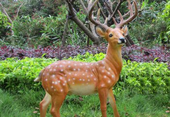 鹿雕塑-公園景區玻璃鋼彩繪一只站立中的鹿雕塑