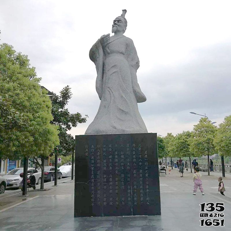 屈原雕塑-中國(guó)浪漫主義文學(xué)奠基人漢白玉屈原公園歷史名人石雕高清圖片