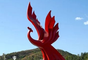 鳳凰雕塑-廣場(chǎng)不銹鋼抽象噴漆烤漆鳳凰雕塑