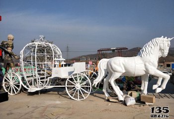 馬車雕塑-游樂場公園不銹鋼創意馬車雕塑