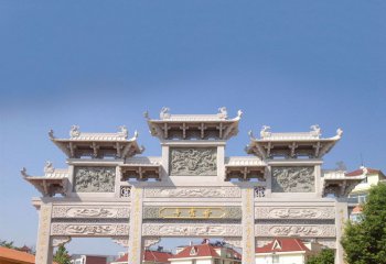 牌坊雕塑-佛教寺院仿古建筑樓門(mén)石雕牌樓