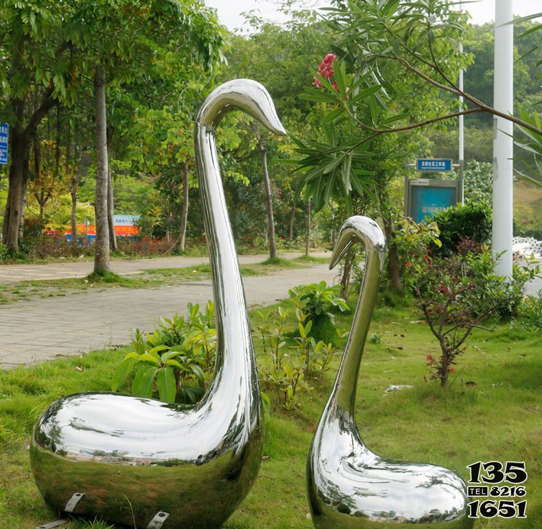 天鵝雕塑-公園廣場鏡面不銹鋼抽象藝術(shù)個(gè)性仿天鵝雕塑