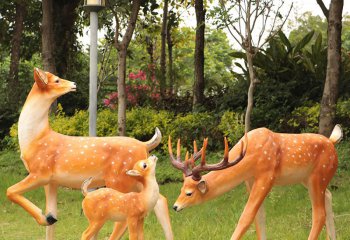 梅花鹿雕塑-公園不銹鋼創(chuàng)意玻璃鋼梅花鹿雕塑