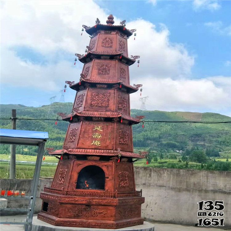 佛塔雕塑-寺廟景區(qū)戶外擺放鑄銅多層浮雕佛塔雕塑高清圖片