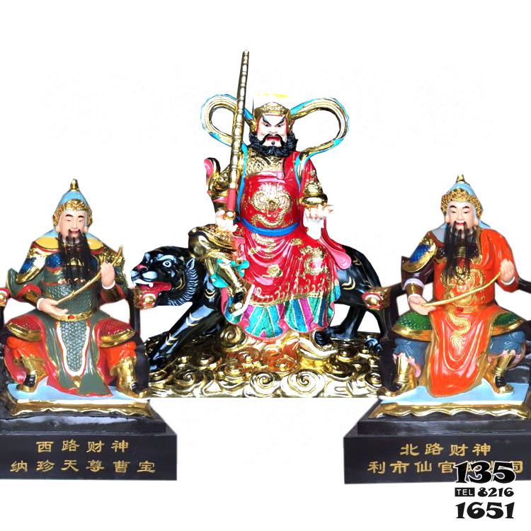 財(cái)神雕塑-武財(cái)神趙公明佛道家五路財(cái)神佛像財(cái)神雕塑高清圖片