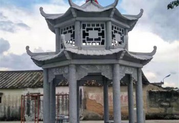 涼亭雕塑-仿古建二層村莊廣場擺放休息涼亭雕塑