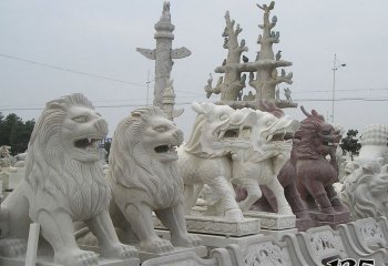 獅子雕塑-戶(hù)外景區(qū)大理石石雕創(chuàng)意大門(mén)口獅子獅子雕塑