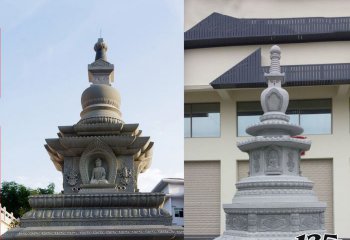 佛塔雕塑-仿古青石寺廟景觀(guān)舍利塔石雕