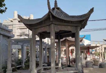 涼亭雕塑-景區(qū)寺廟擺放仿古建六角休閑涼亭雕塑