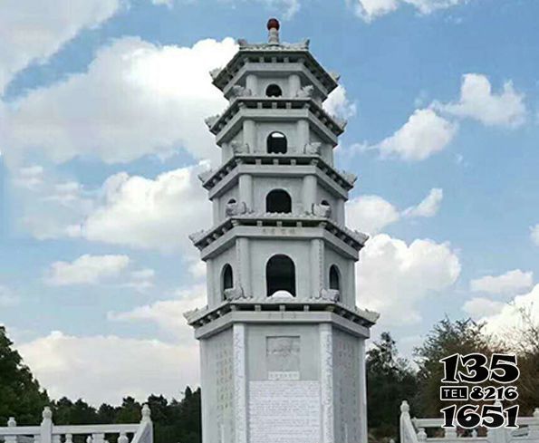 佛塔雕塑-大理石多層寶塔寺院景觀-石雕高清圖片