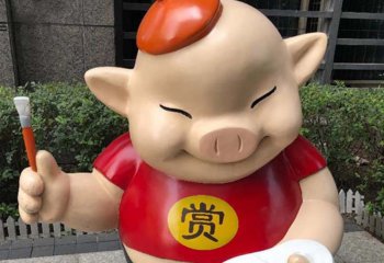 小豬雕塑-商業(yè)廣場街邊擺放卡通豬玻璃鋼雕塑