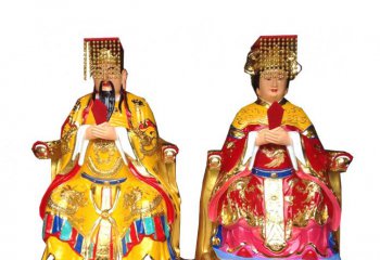 玉皇大帝雕塑-寺廟供奉神佛玻璃鋼彩繪王母娘娘和玉皇大帝雕塑