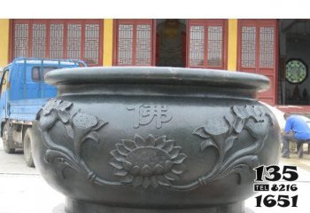 缸雕塑-水缸寺廟銅雕浮雕花紋缸雕塑