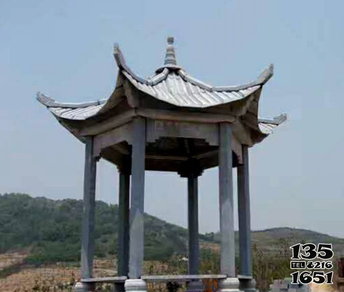 涼亭雕塑-景區寺院觀景擺放仿古建涼亭座椅雕塑高清圖片