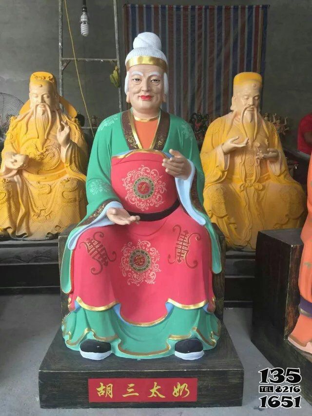 太奶雕塑-玻璃鋼彩繪大型寺廟供奉太奶雕塑高清圖片