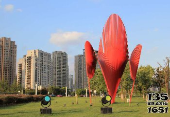 景觀雕塑-公園創意不銹鋼抽象紅色景觀雕塑