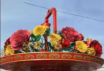 花朵雕塑-廣場玻璃鋼彩繪菊花花朵雕塑