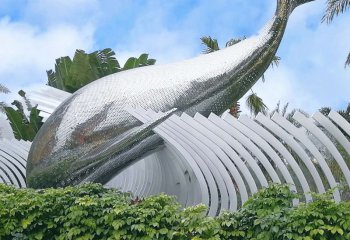 鯨魚雕塑-公園擺放的不銹鋼鏤空創(chuàng)意鯨魚雕塑