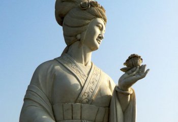 花神雕塑-十二花神之十月芙蓉花花蕊夫人漢白玉古代美女雕像