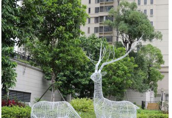 梅花鹿雕塑-公園鏤空創(chuàng)意戶外園林景觀梅花鹿雕塑