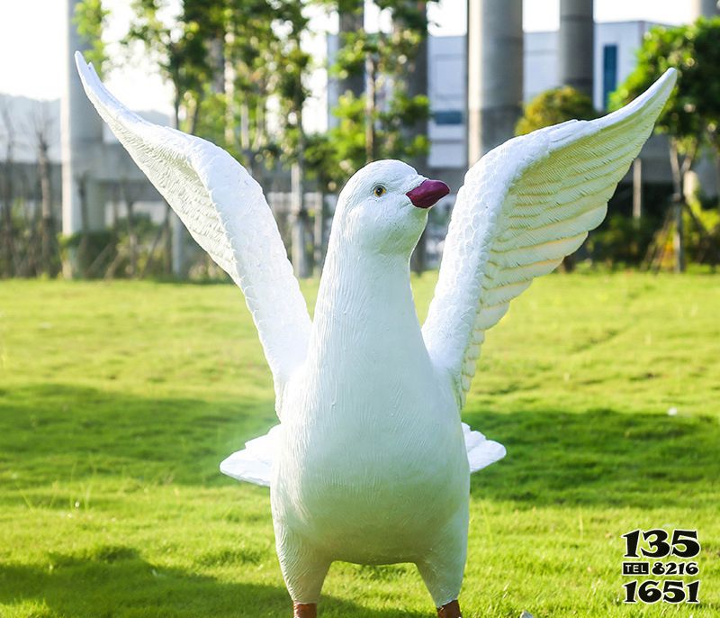 鴿子雕塑-草坪公園玻璃鋼仿真動物鴿子雕塑